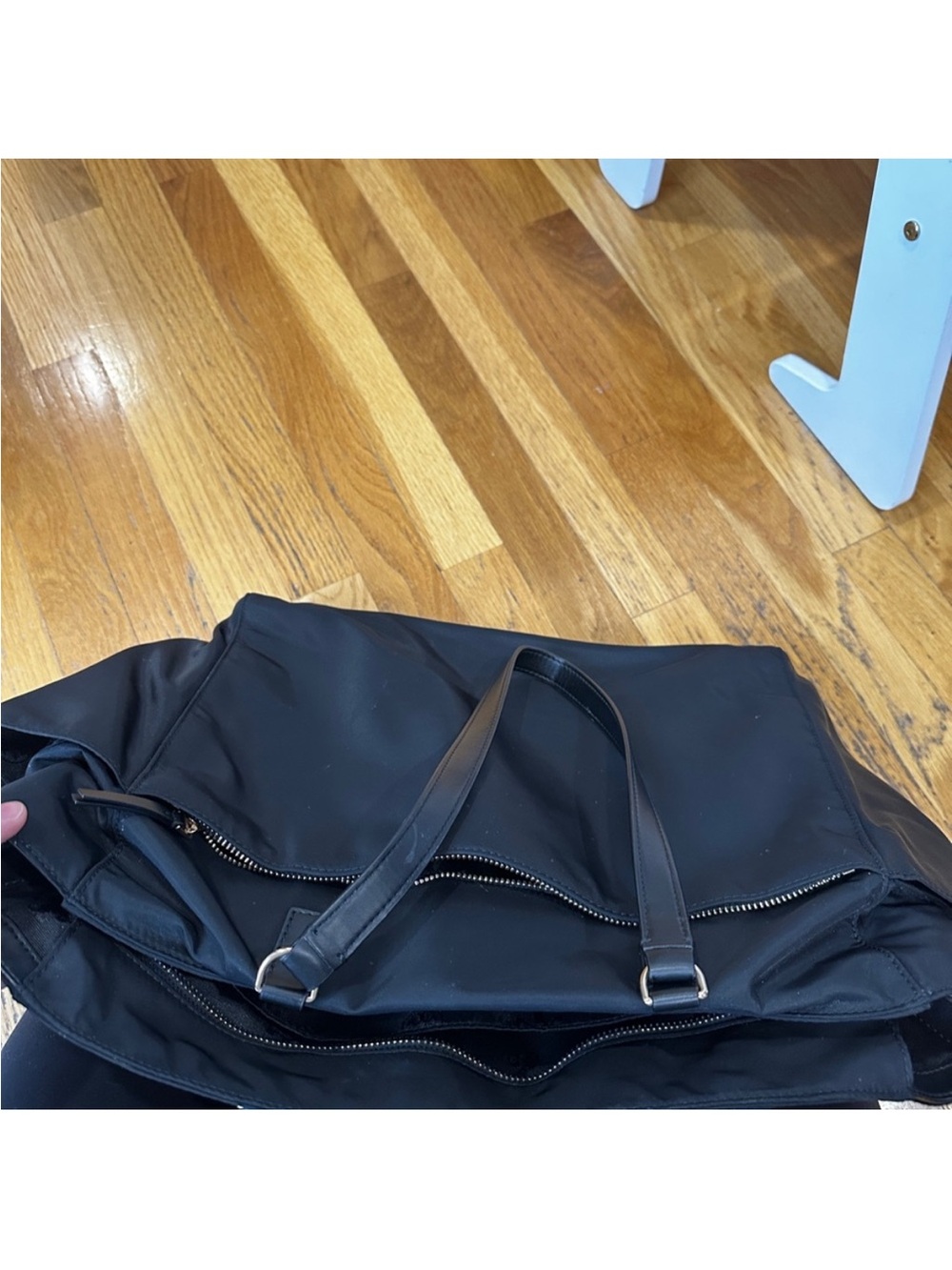 Tory Burch Black Nylon Tote with Logo - Picture 3 of 4